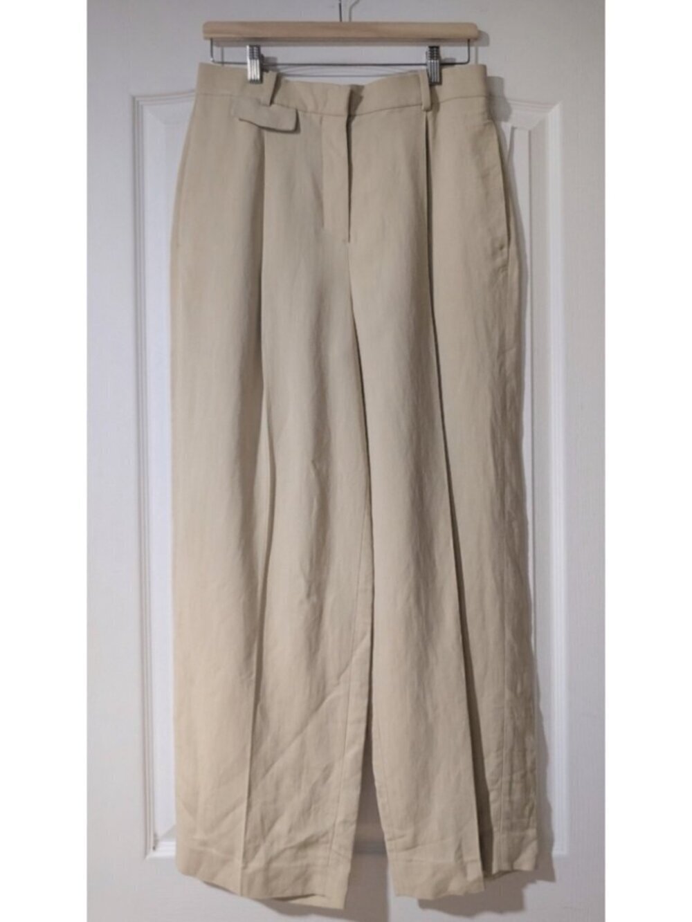 NEW COS | Relaxed Linen-Blend Wide-Leg Trousers in Beige (38, US 6)